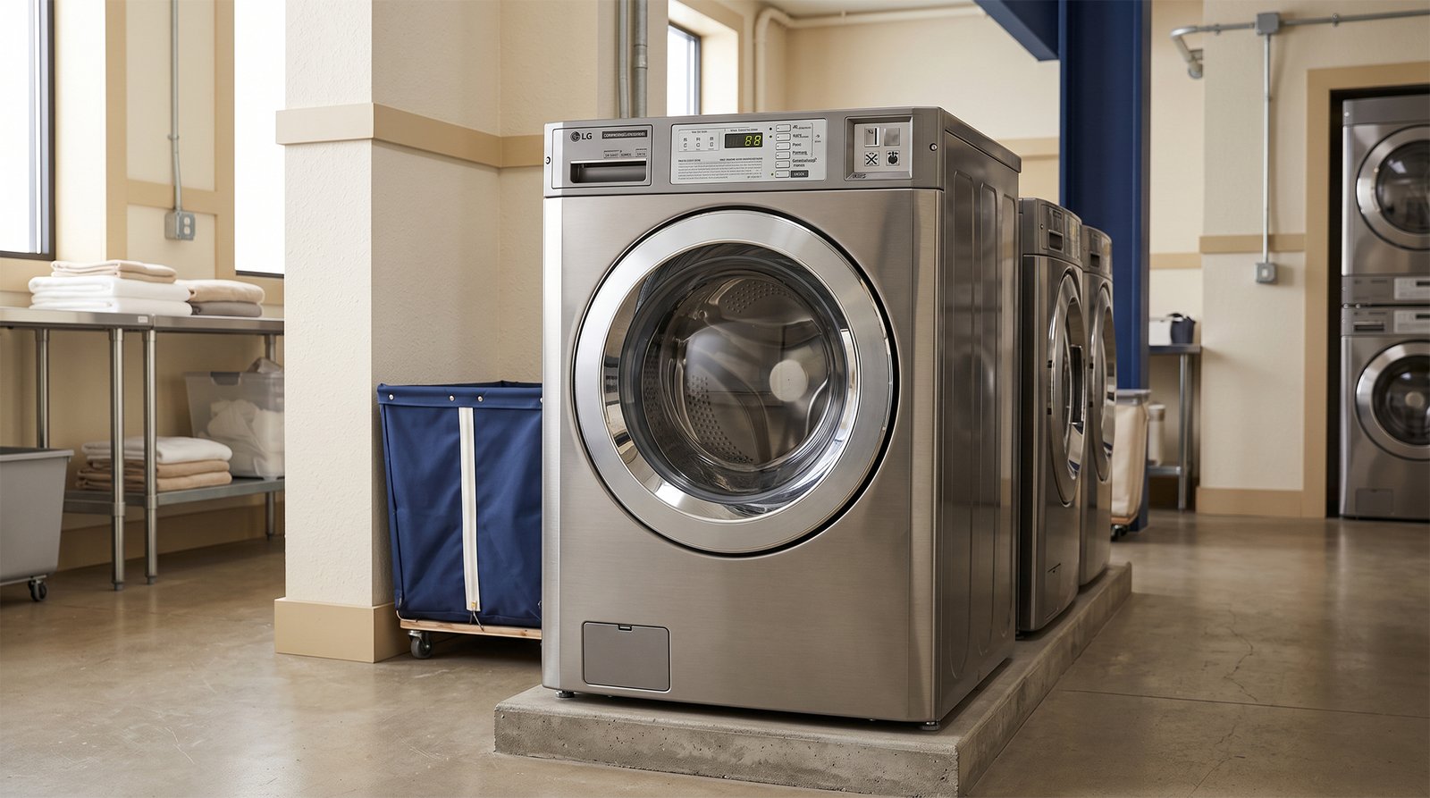 Clean washing machine drum in soft light
