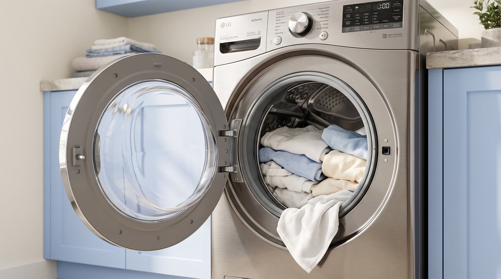 Washing machine drum with clean laundry